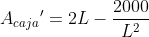 {A_{caja}}'=2L - \frac{2000}{L^{2}}